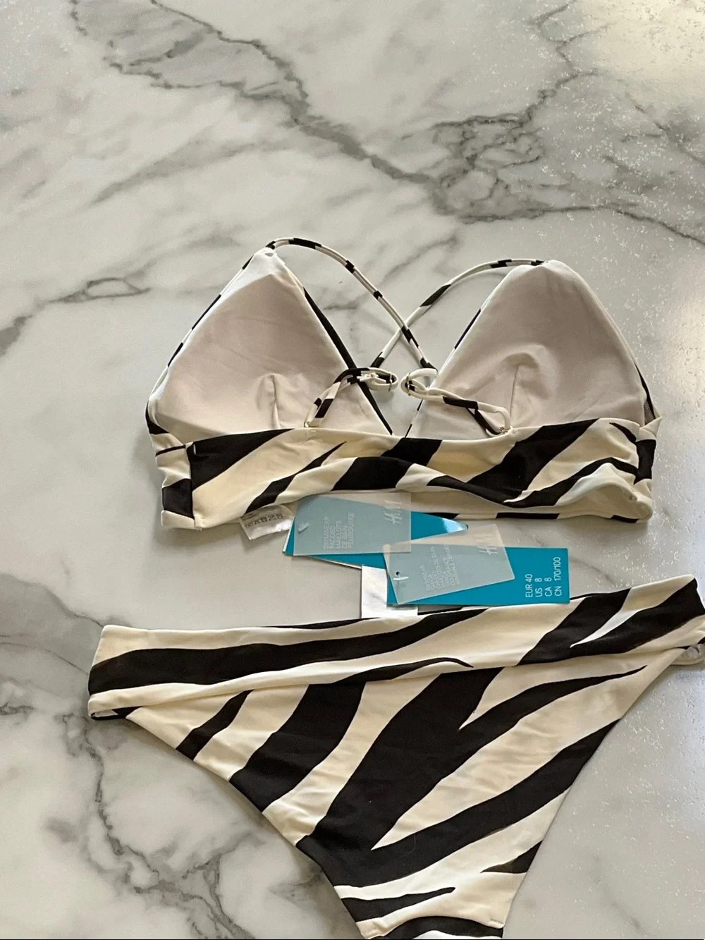 H&M Black & White Zebra Print Bikini - Picture 2 of 3